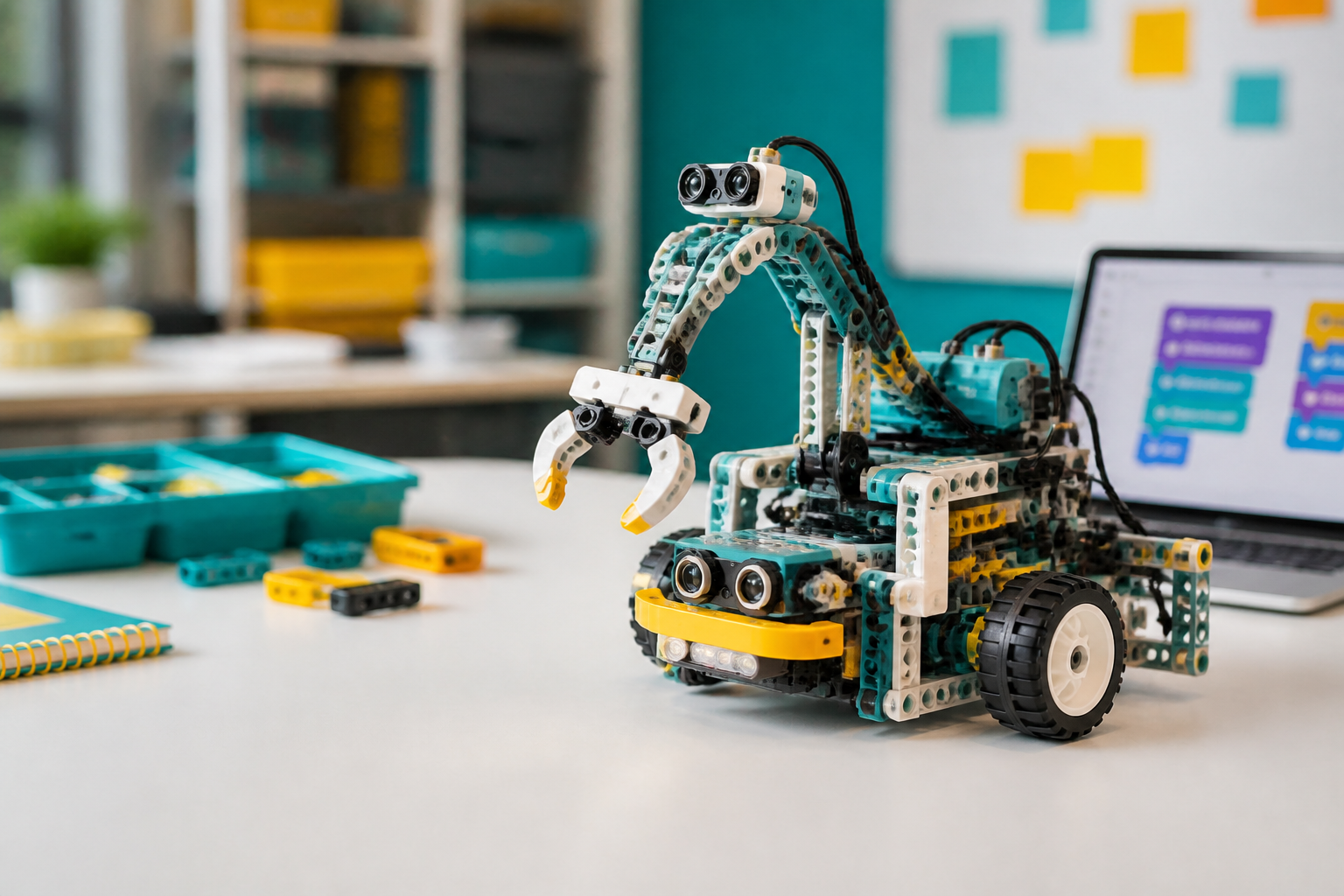 Zaawansowany robot edukacyjny z czujnikami i ramieniem mechanicznym